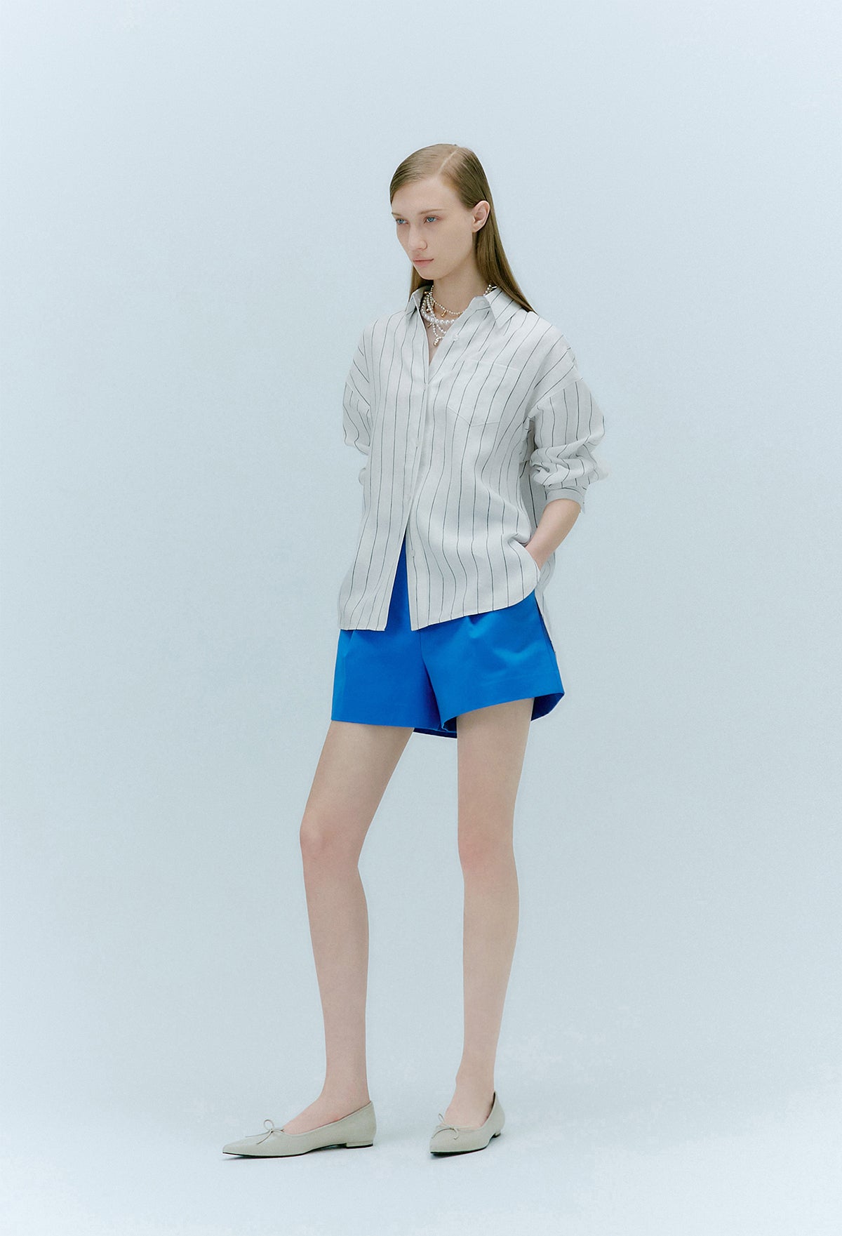 Linen Striped Shirt In Ivory