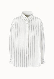 Linen Striped Shirt In Ivory