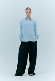 Linen Striped Shirt In Light Blue