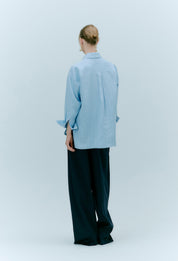 Linen Striped Shirt In Light Blue