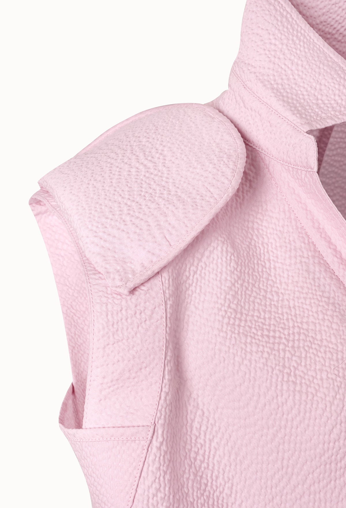Seersucker Sleeveless Shirt In Pink