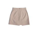 Herringbone Suit Mini Side Slit Skirt In Beige