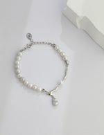 Natural Pearl Silk Scarf Design Series Bracelet In Silver