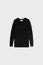 Rolled V-neck Sweater In Black 029