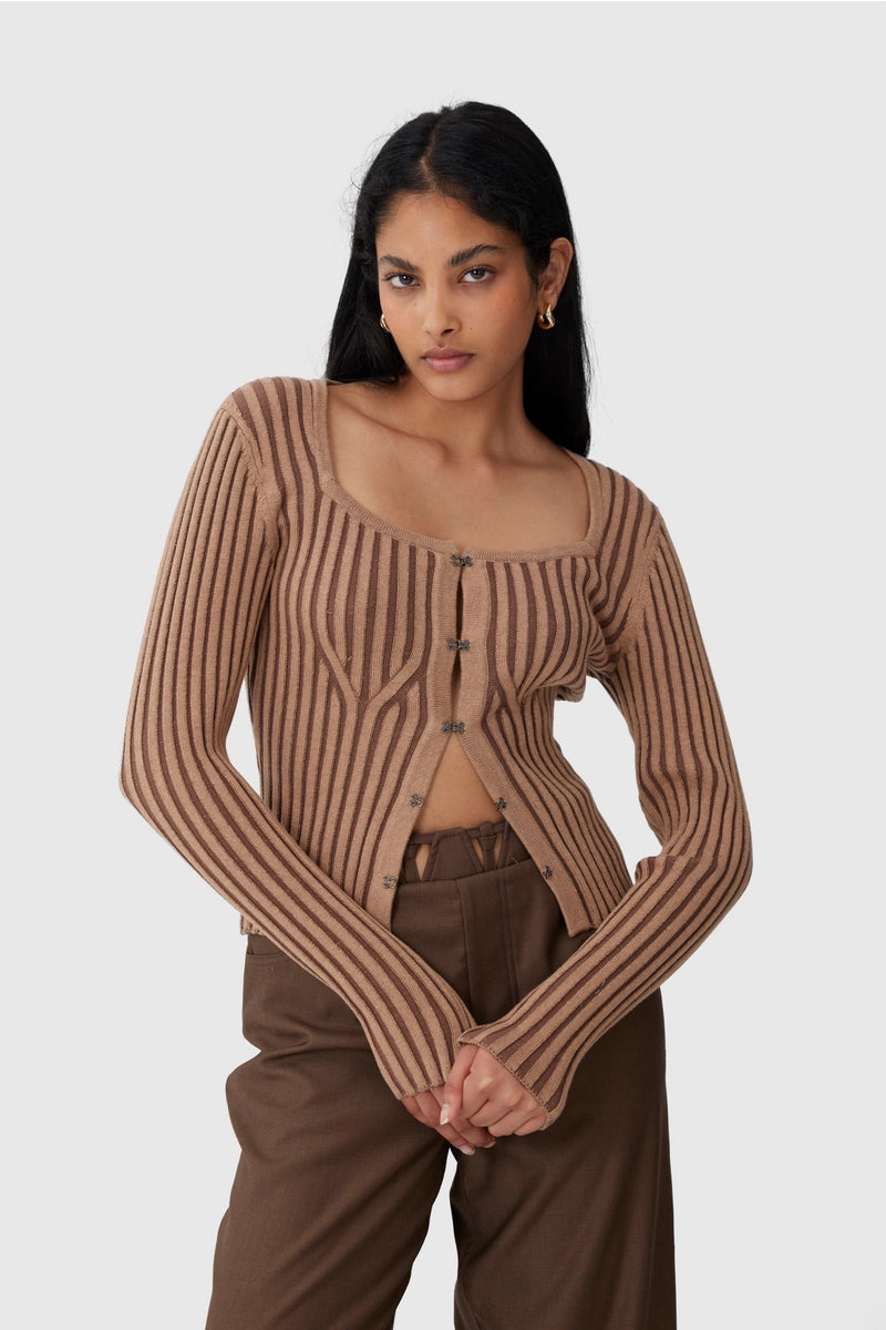 Ever After Knit Top In Brown