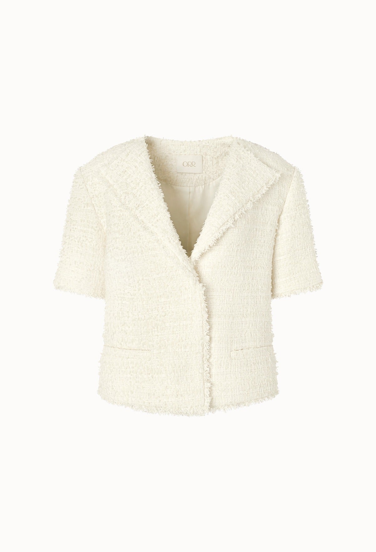 Half-sleeve Tweed Jacket In Ivory