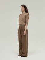 Cable Half Knit in Brown Mix