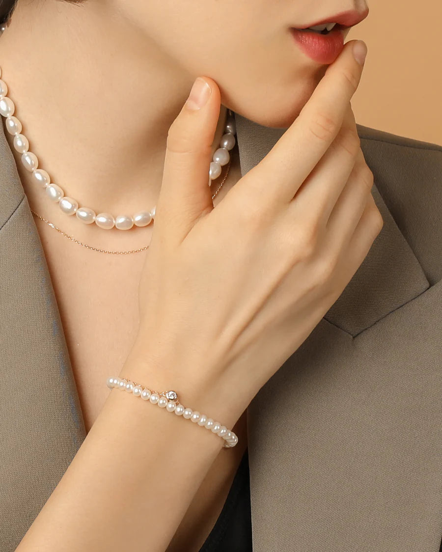 Double Sparkle Pearl Bracelet
