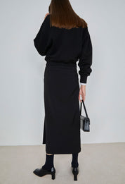 Side-Slit Maxi Skirt In Black