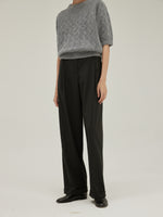 Wide Turn-Up Trouser in Charcoal