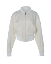 Rayon Blend Bomber Jacket In Cream