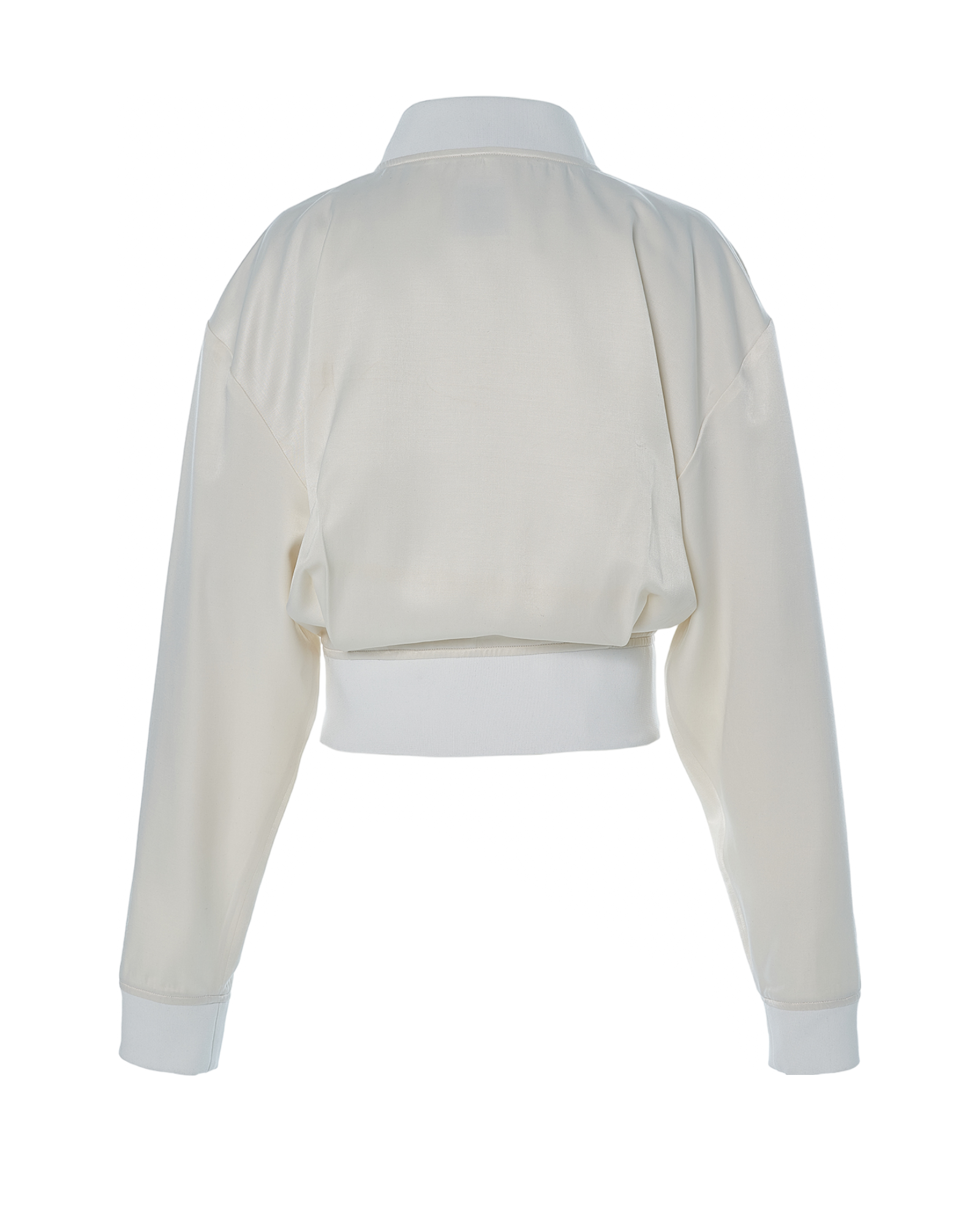 Rayon Blend Bomber Jacket In Cream