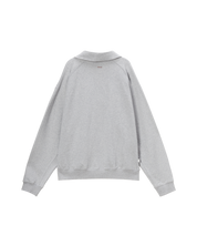 Unisex Leather Logo Half Zip-up Sweatshirt In Melange Grey