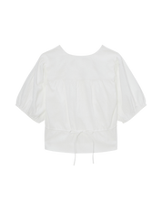 Scoop Neck Volume Blouse In Off White