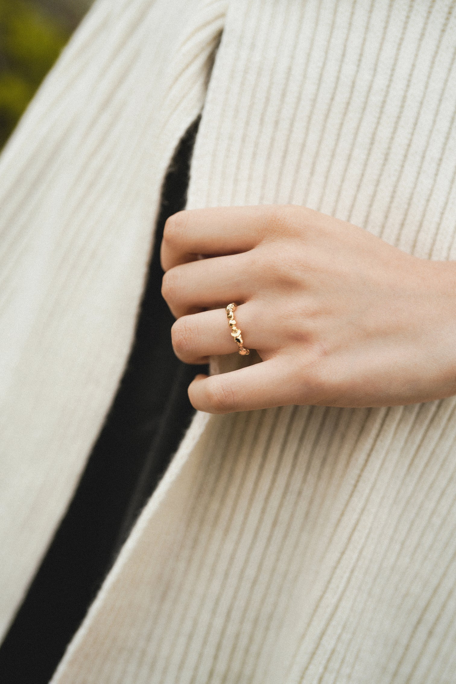Stacked Stone Ring In Light gold