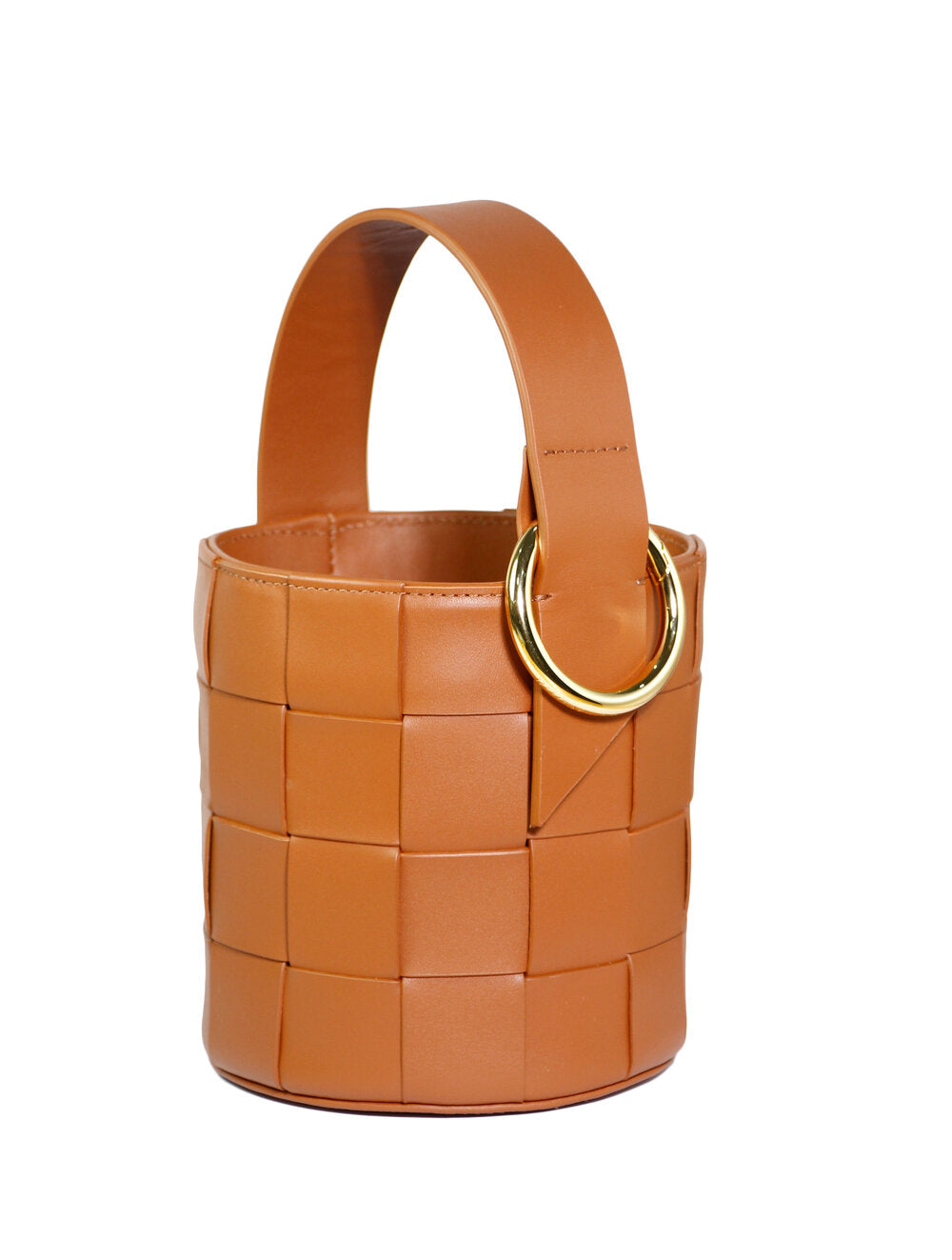 JAS Woven Leather Bucket In Classic Tan