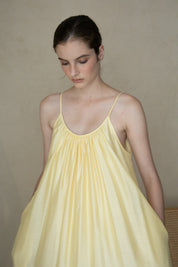 Wrinkle Strap Dress In Yellow