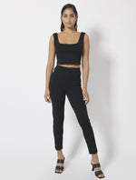 Compact Organic Cotton Panelled Pants In Black