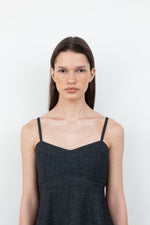 Cotton Line Bustier In Charcoal