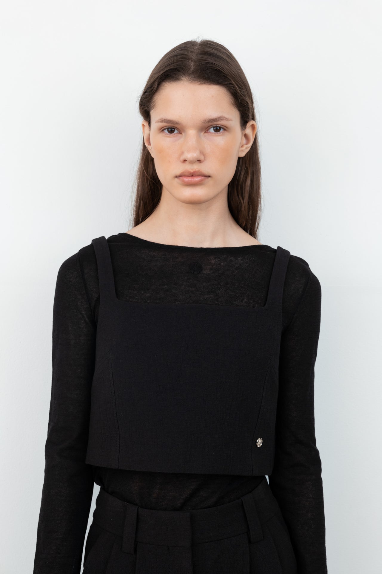 Square Bustier Top In Black