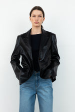 Stitch Classic Leather Jacket In Black