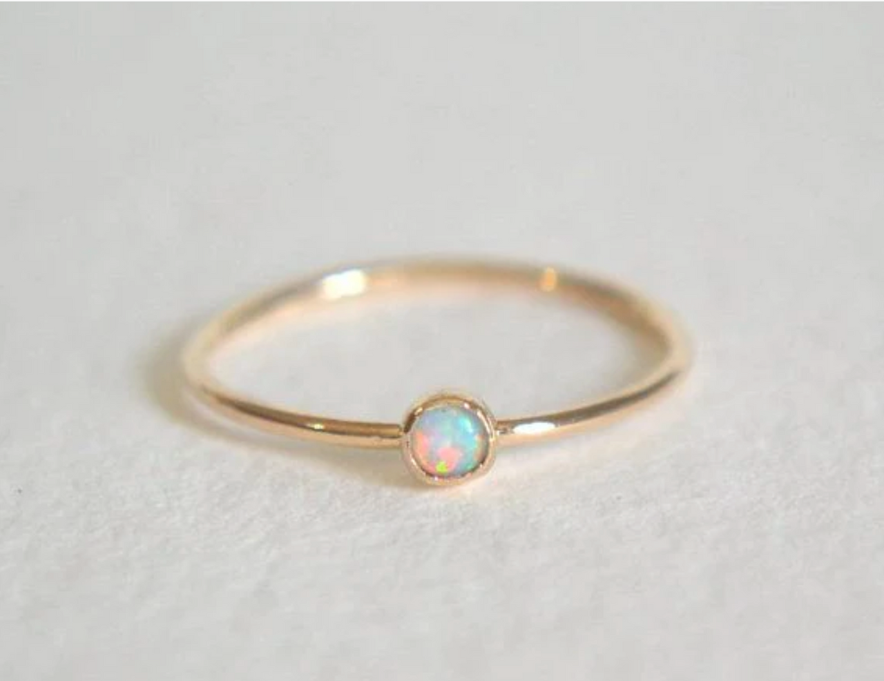 Bold Opal Ring In 4mm Opal In 14K Gold Filled
