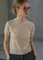 Cashmere Blend Short Knit In Oatmeal