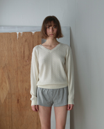 V-Neck Cable Pullover In Ivory