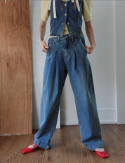 Two-Tuck Wide Jeans