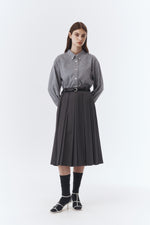 Double Pleats Skirt In Charcoal Grey