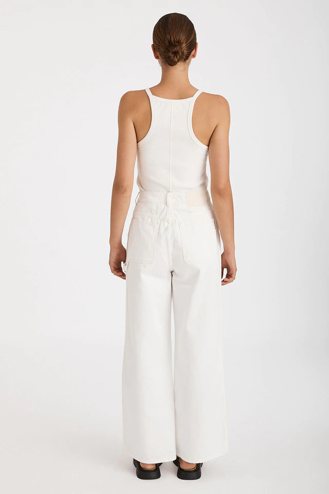 Recycled Cotton Utility Wide Leg Jean In Ivory