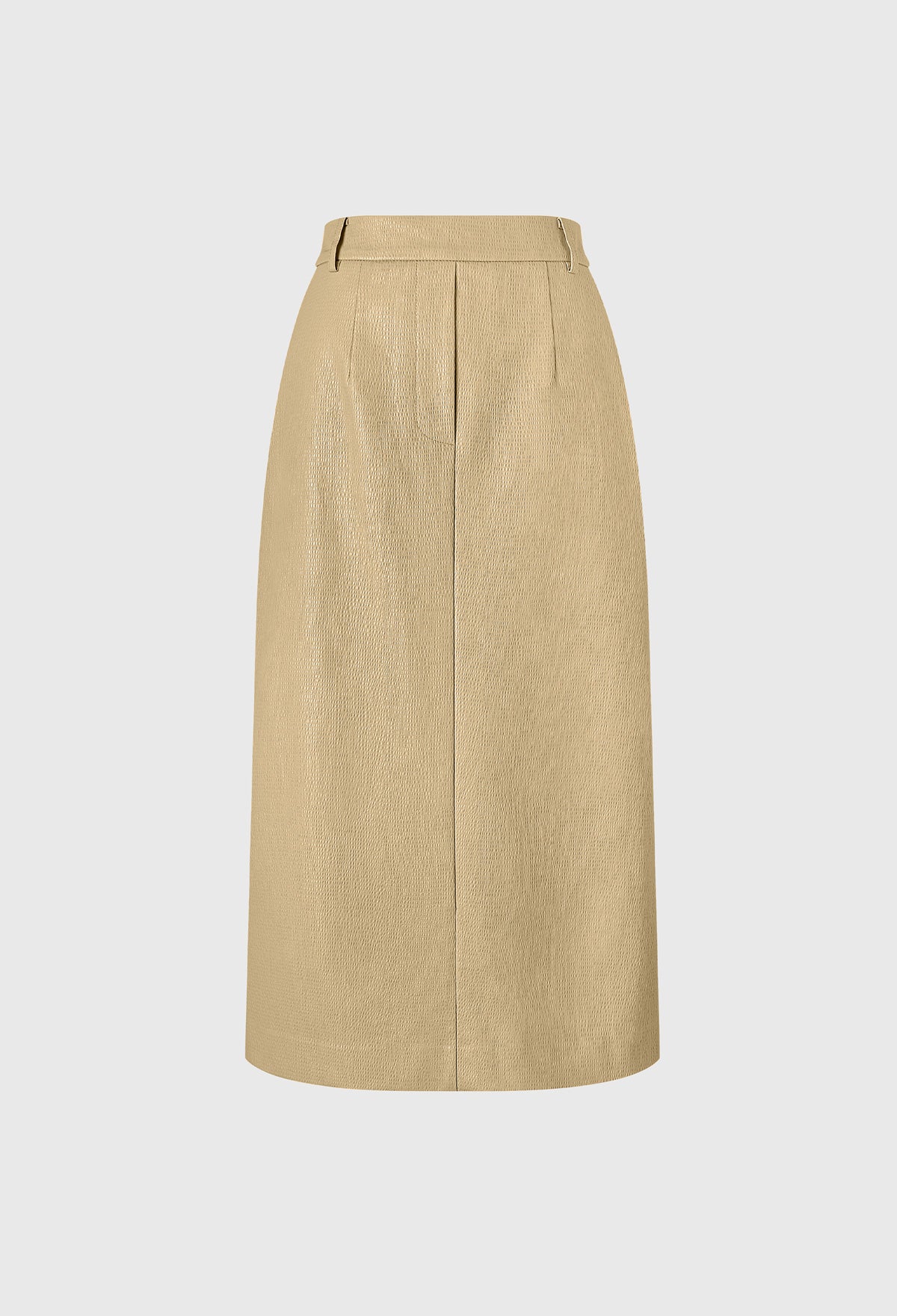 Back-slit Leather Skirt In Beige