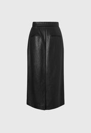 Back-slit Leather Skirt In Black