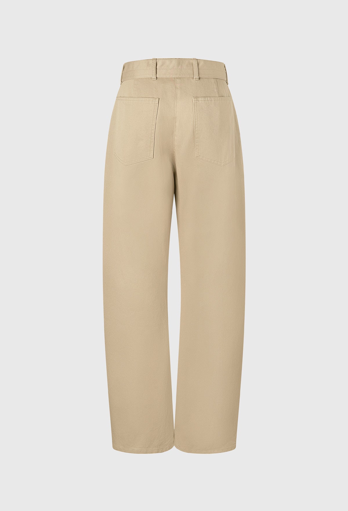 Belted Cotton Pants In Beige