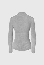 Bustier Turtleneck Knitted Top In Light Gray