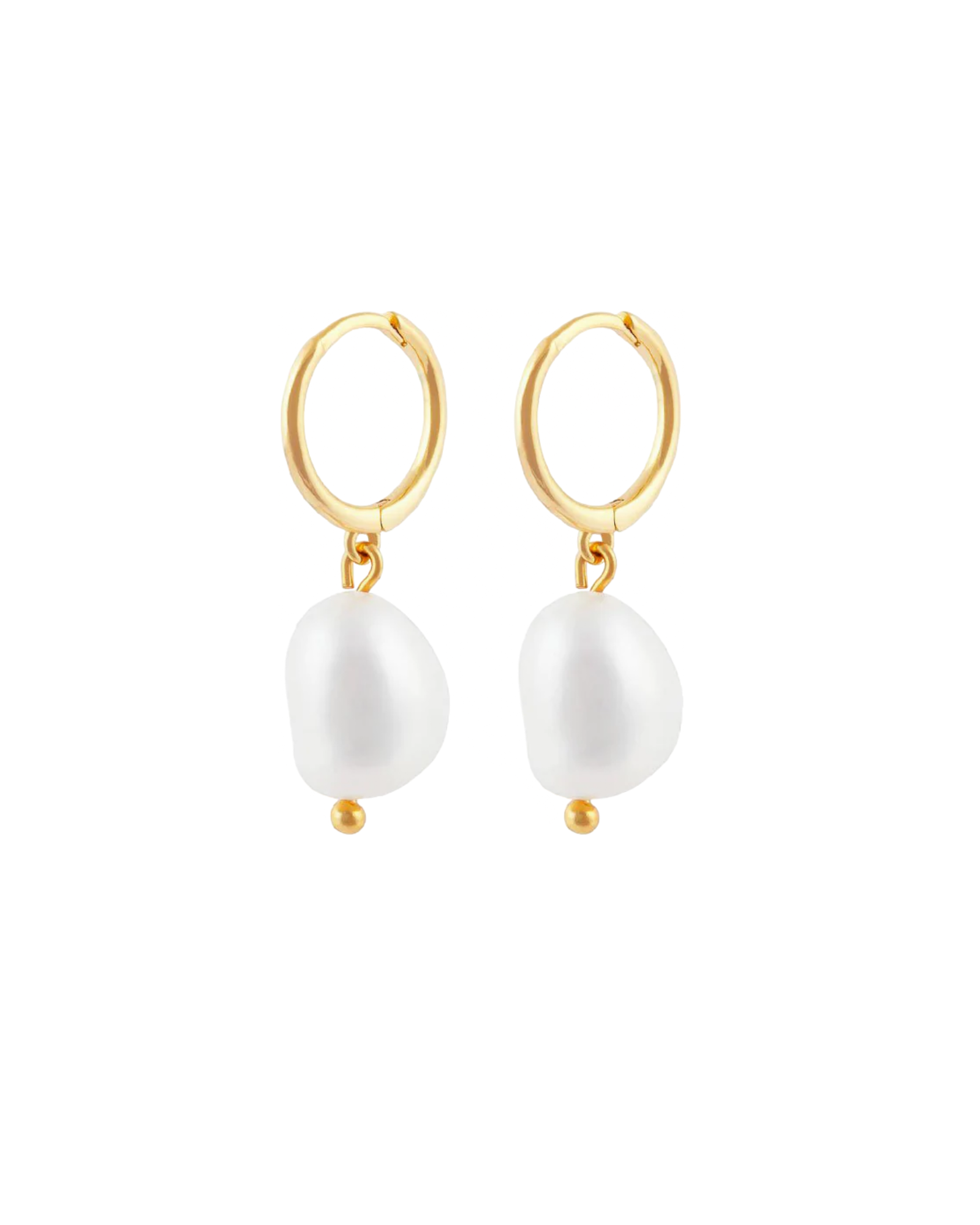 Baroque Pearl Drop Huggies Earrings