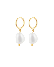 Baroque Pearl Drop Huggies Earrings