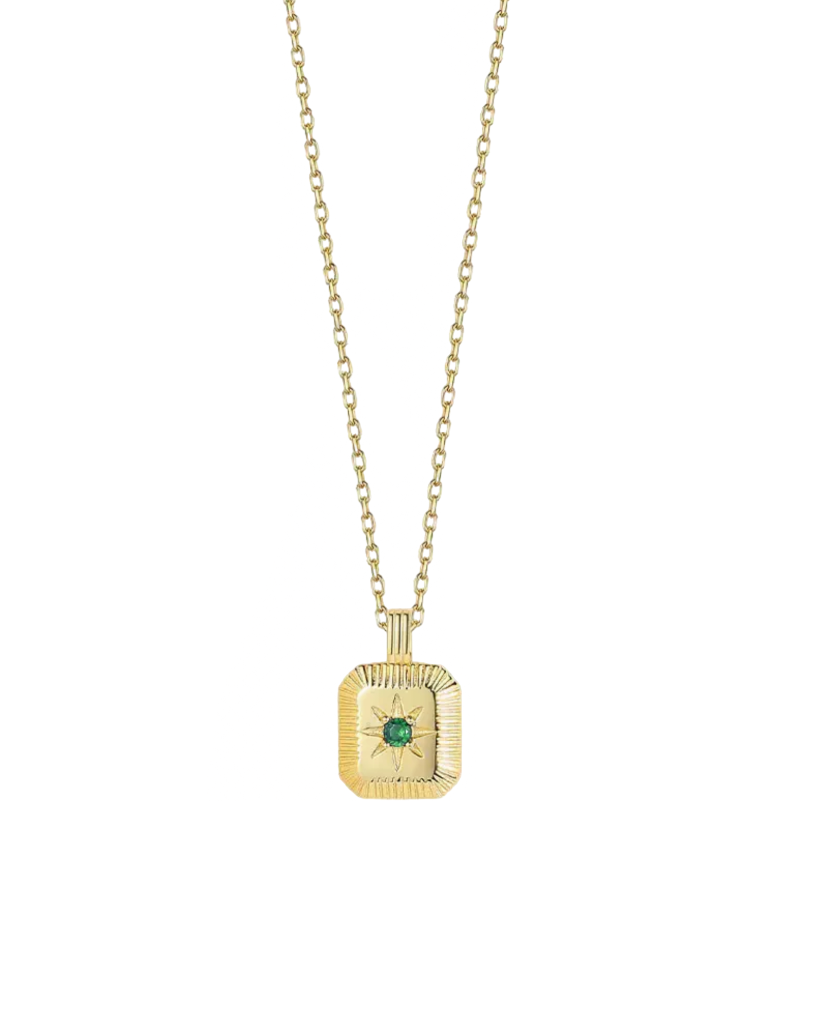 Emerald Shooting Star Disk Necklace Gold SHN01215