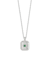 Emerald Shooting Star Disk Necklace Silver