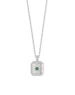 Emerald Shooting Star Disk Necklace Silver