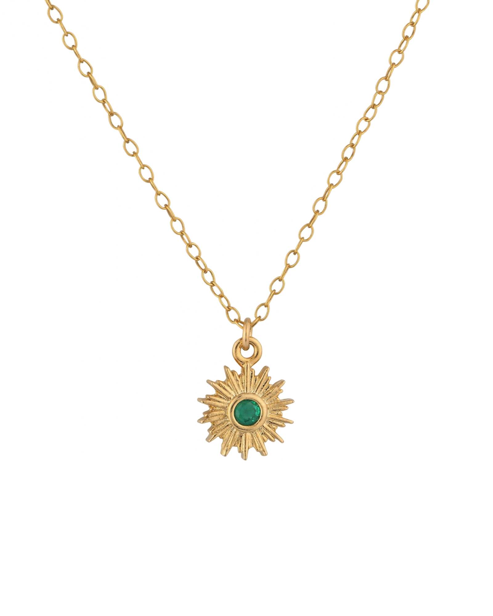 Emerald Sparkling Sun Necklace (SHN0727)