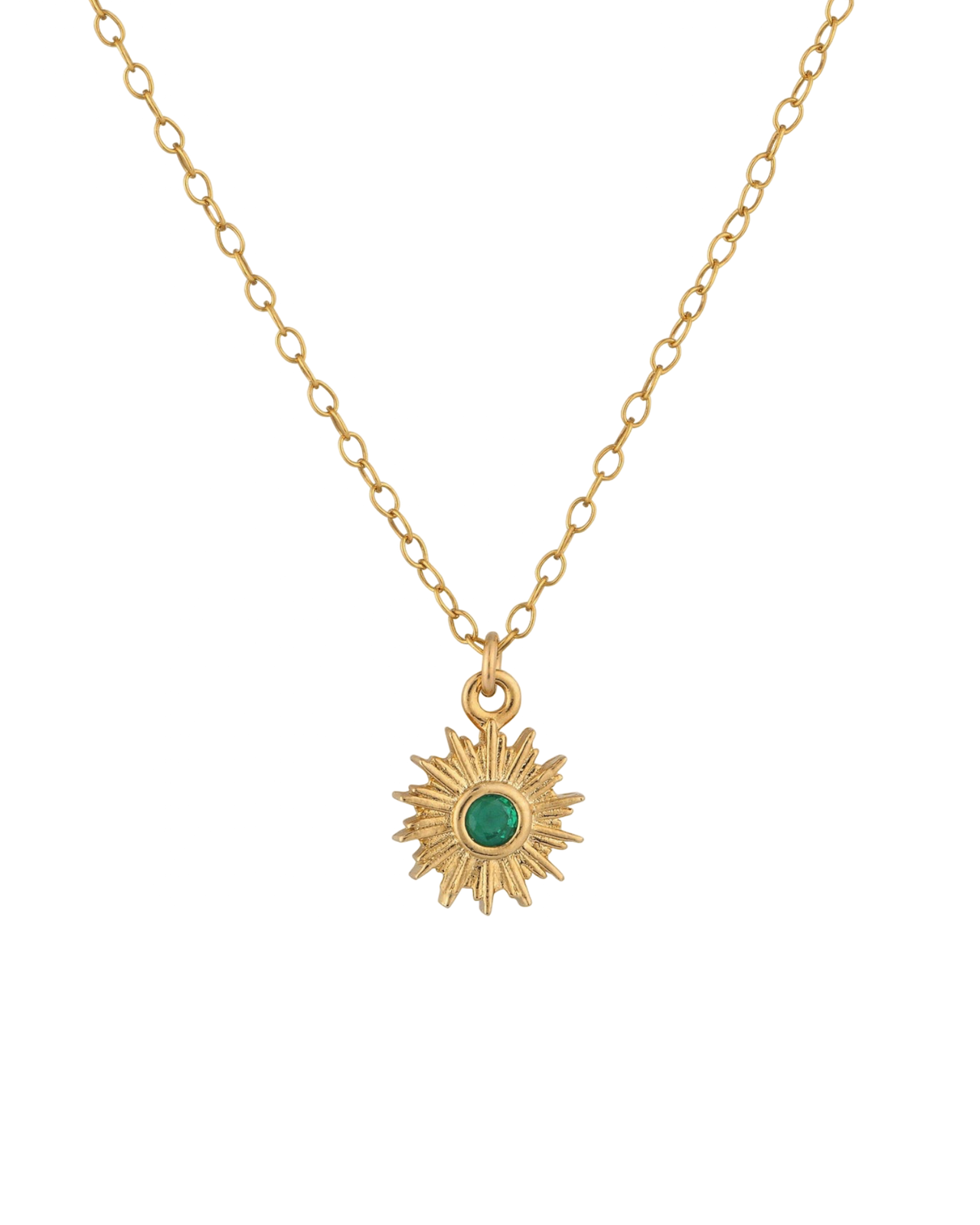 Emerald Sparkling Sun Necklace (SHN0727)