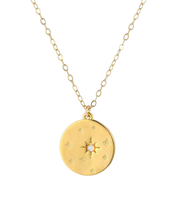 Gold Starry Night Opal Disk Necklace