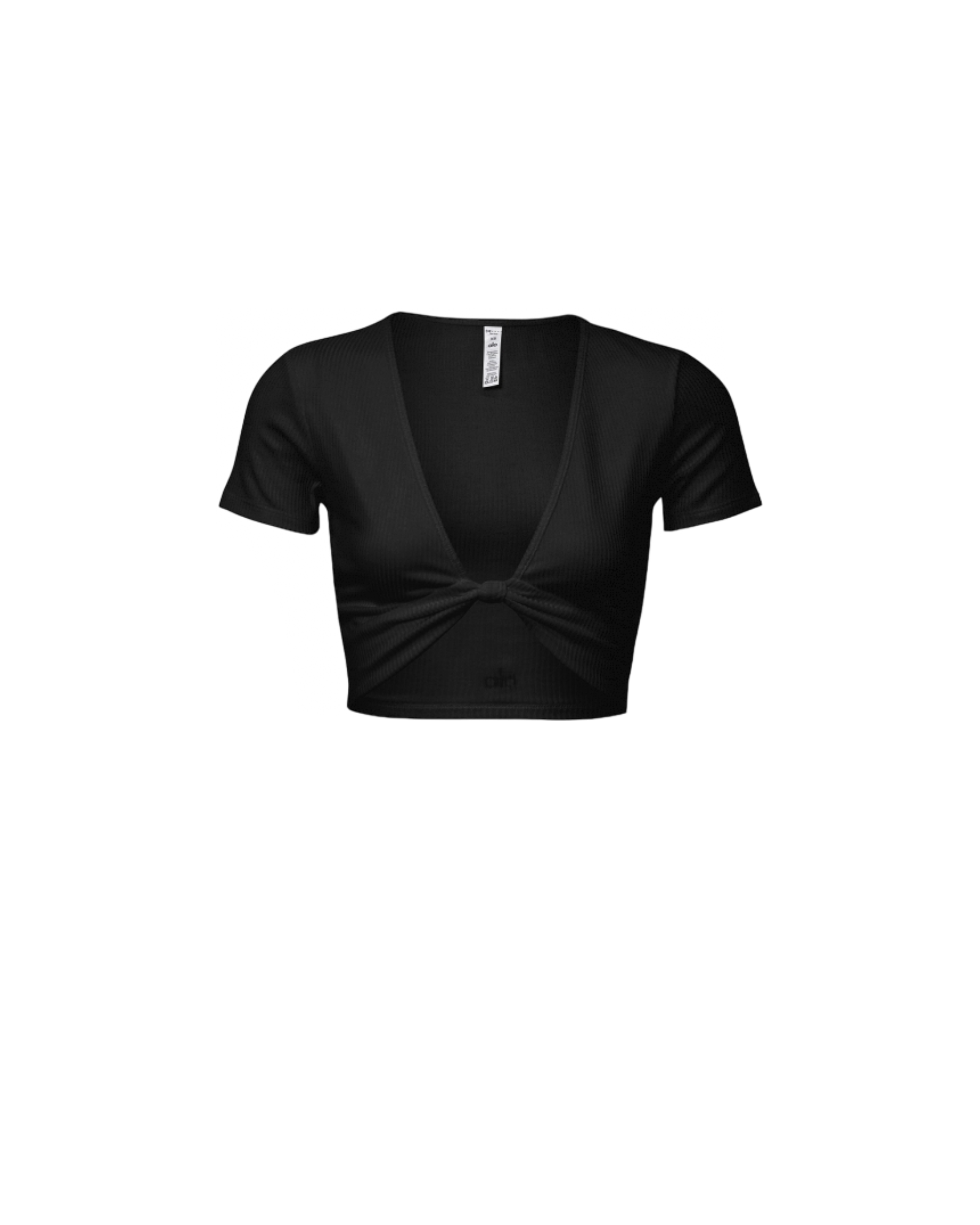 Ribbed Sweatheart Short Sleeve In Black