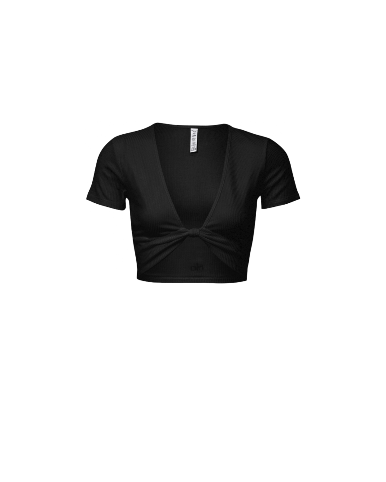 Ribbed Sweatheart Short Sleeve In Black