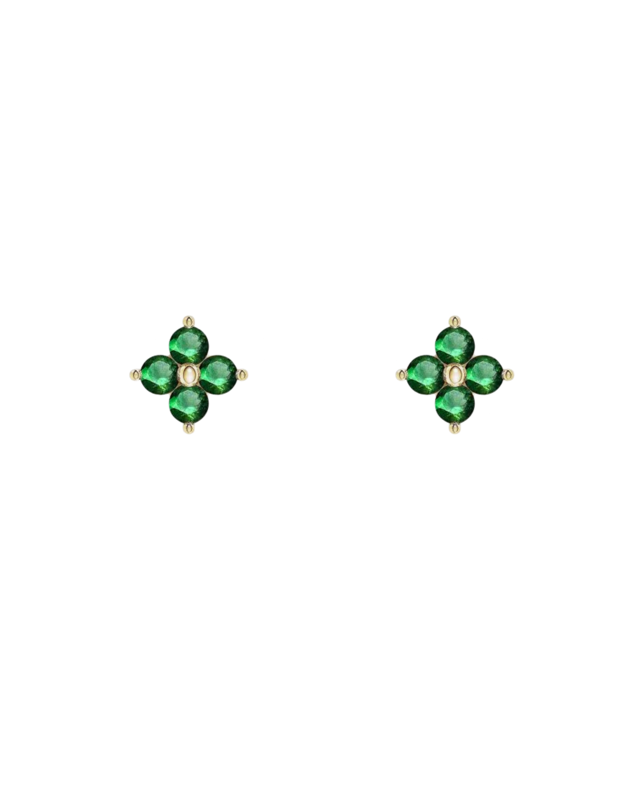 Teeny Tiny Emerald Green Lucky Clover Stud Earrings SHE00863