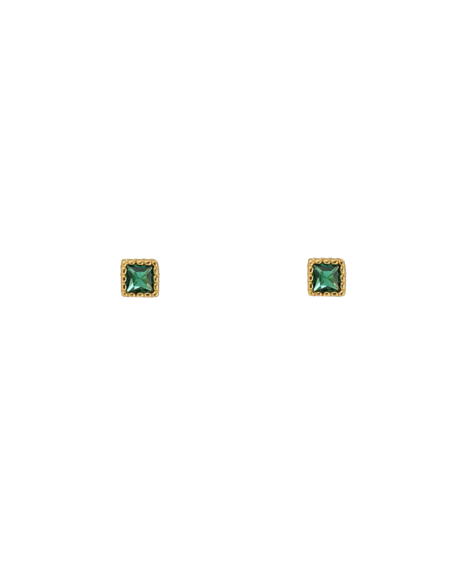 Teeny Tiny Framed Emerald Green Stud Earrings