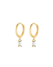 Clear Crystal Baguette Drop Huggie Earrings