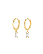 Clear Crystal Baguette Drop Huggie Earrings