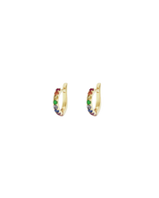 Dainty Rainbow Huggies Hoop Earrings In Gold